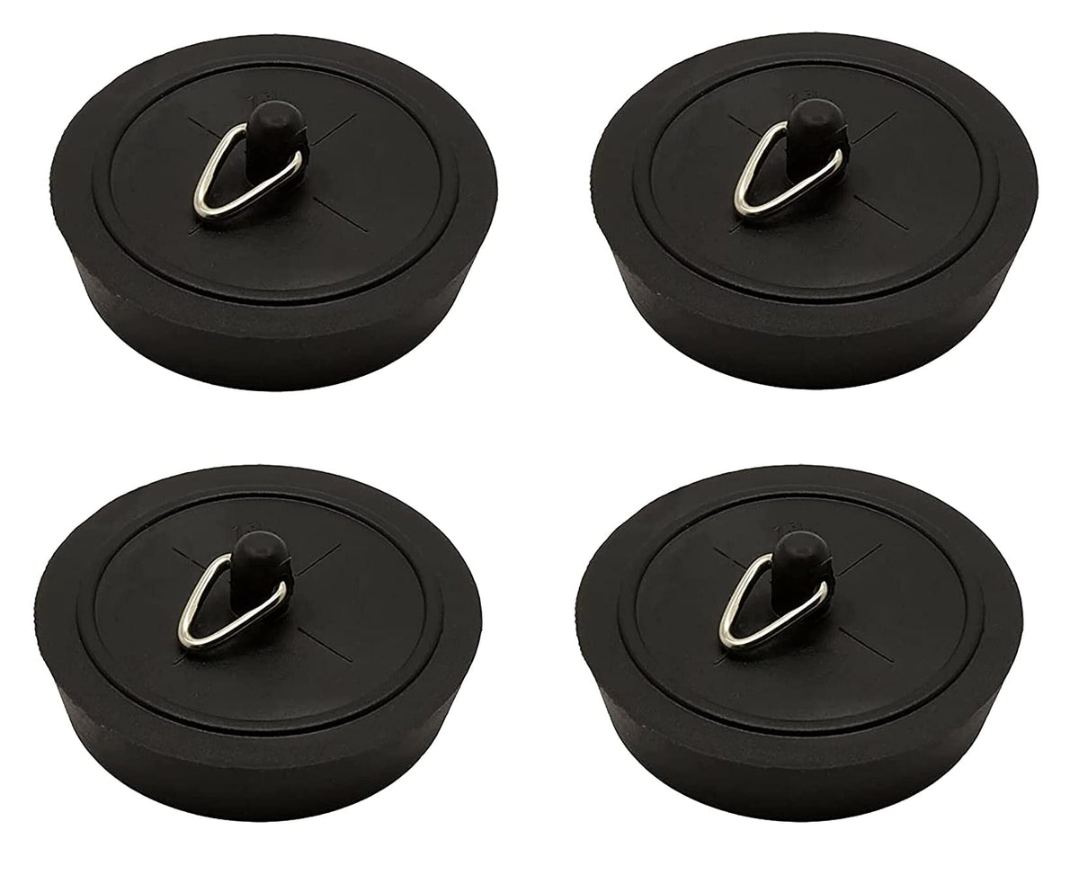 4 x fiXte Replacement Sink Plug Shower Bath Basin Rubber Black 45mm 1 3/4"