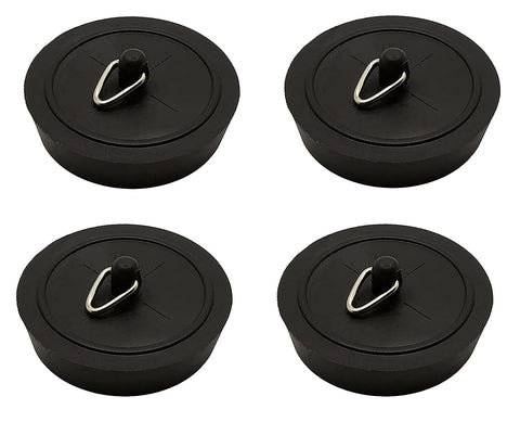 4 x fiXte Replacement Sink Plug Shower Bath Basin Rubber Black 45mm 1 3/4"