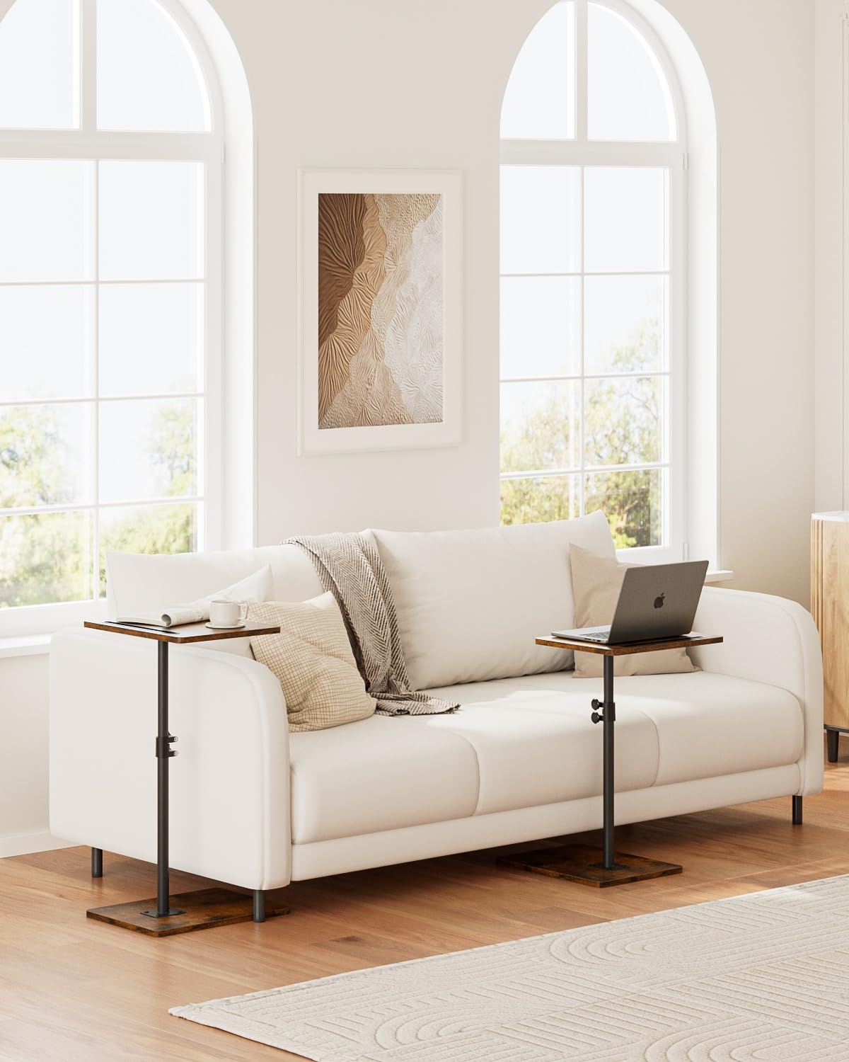 HEYZOEY C-Shaped Side Table Adjustable, 360° Swivel Sofa End Table, 40x30x45-83cm, Small Coffee Table, Bedside Table for Living Room, Bedroom