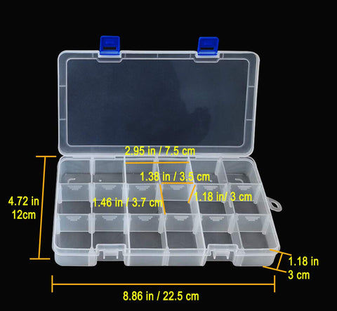 DARUITE 18 Grids Craft Storage Boxes with Compartments, Tackle Box, 2 PCS
