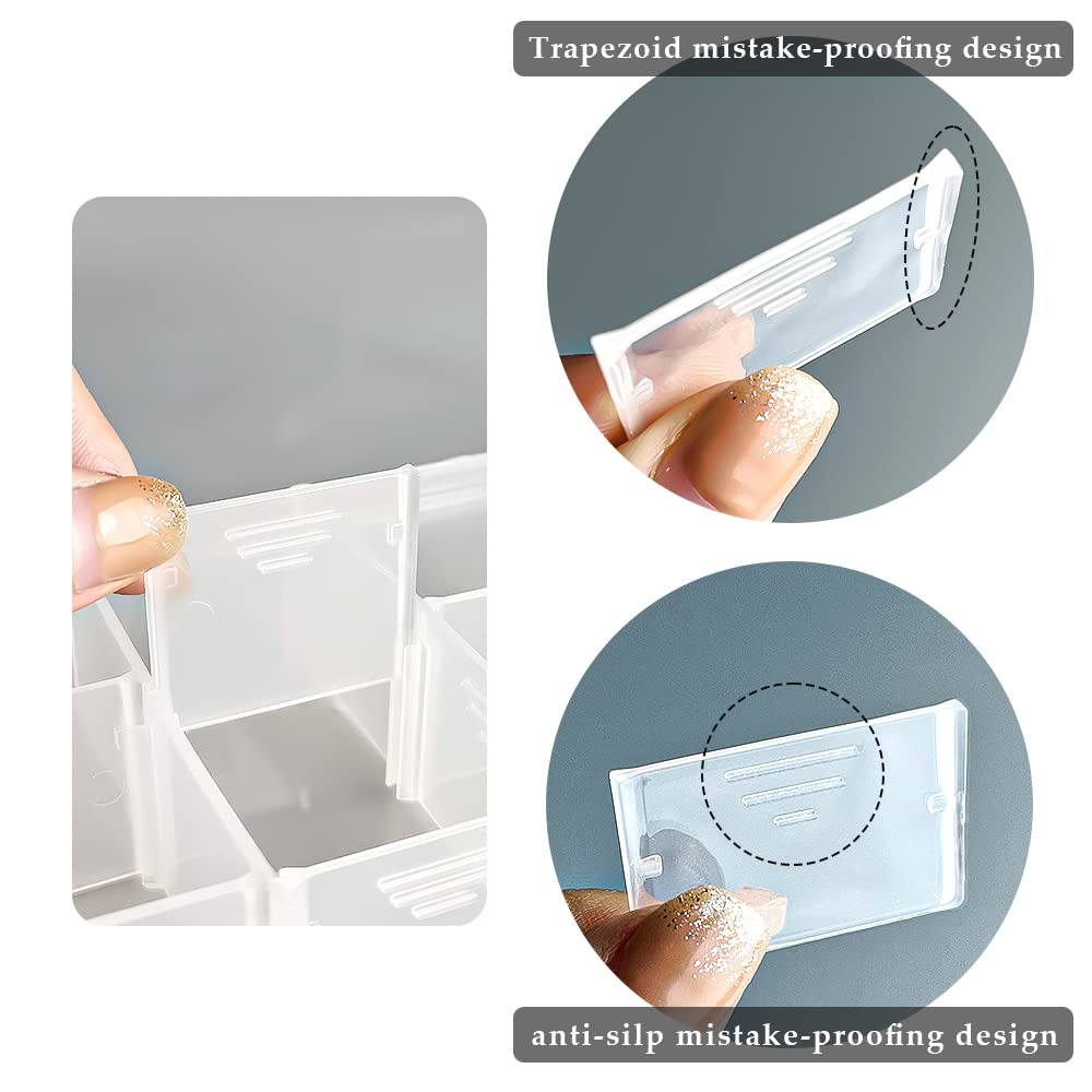 DIFIT 18 Grids Clear Plastic Storage Boxes With Lids Tackle Box, Set of 2