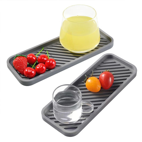 Kitchen Bathroom Sink Sponge Soap Organiser Holder Tray Silicone, 2 Pcs