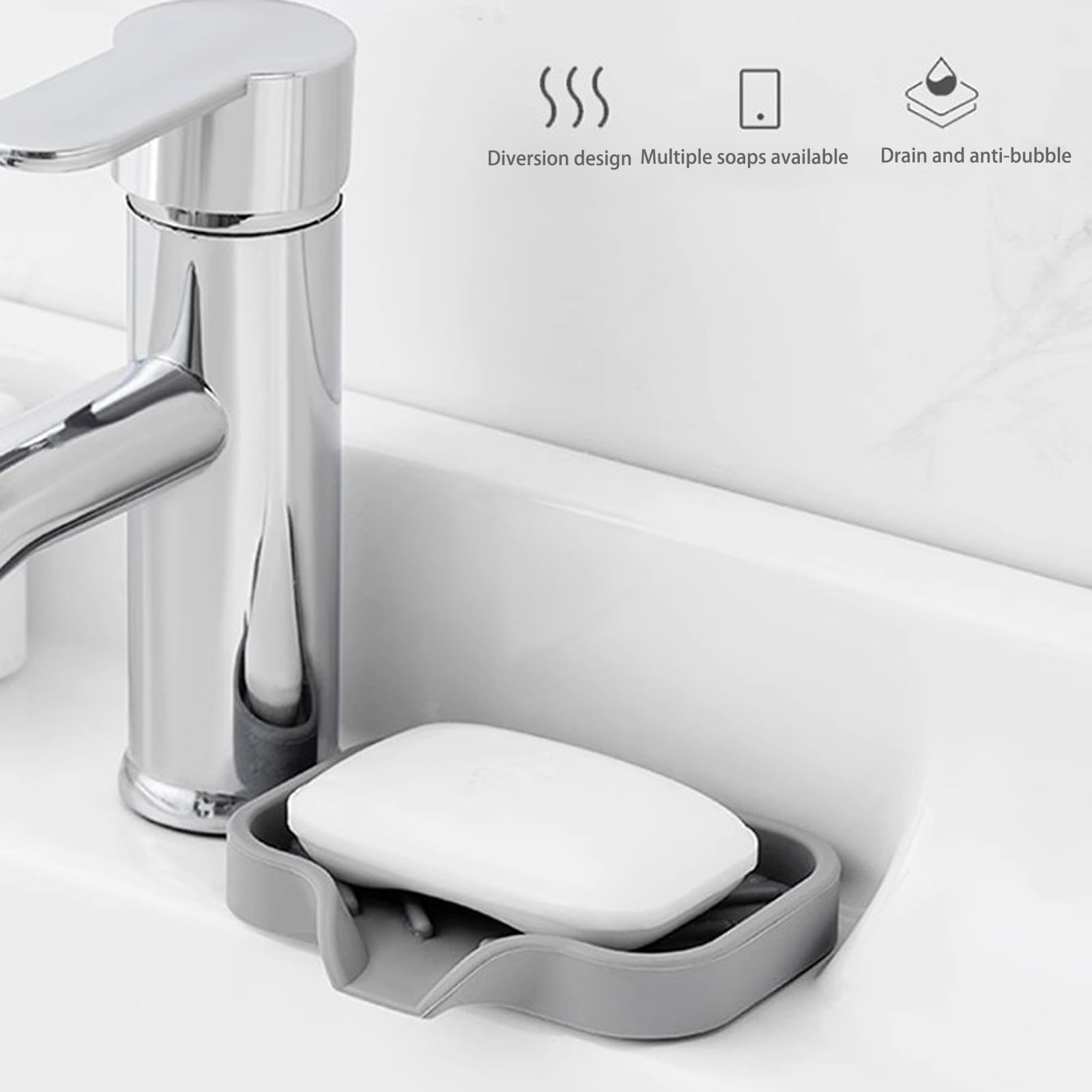 Jidyllic Silicone Soap Dish with Drainage, 2 Pcs Anti-Slip Soap Holder for Shower Bathroom & Kitchen, Keep Soap Dry