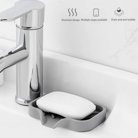 Jidyllic Silicone Soap Dish with Drainage, 2 Pcs Anti-Slip Soap Holder for Shower Bathroom & Kitchen, Keep Soap Dry