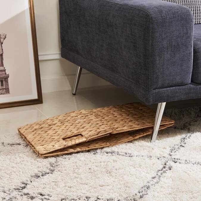 6 Pcs Water Hyacinth Storage Baskets, Square Woven Baskets under Shelf Cabinet(30 x 30cm)