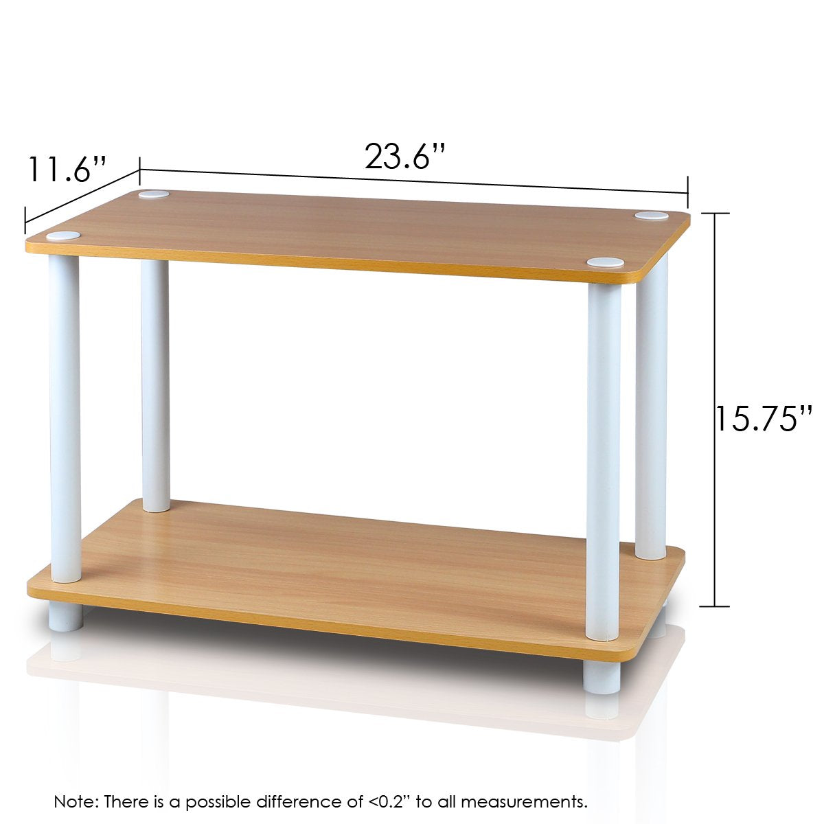 Furinno TURN-N-TUBE Side Table, Rectangle End Table with Open Shelf, Toolless Assembly Night Stand, Bedside Table, for Living Room, Bedroom, Beech