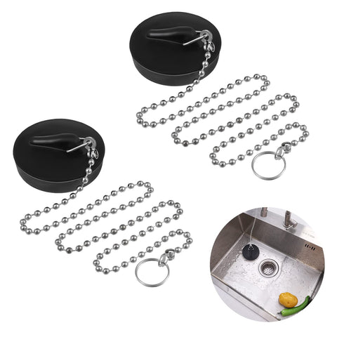 Fuyamp 2 Pcs Drain Stopper Sink Plug, Universal Bath Plug with Stainless Steel Chain and S-Shaped Hook,Drain Stopper For Bathtub Sink Bathroom