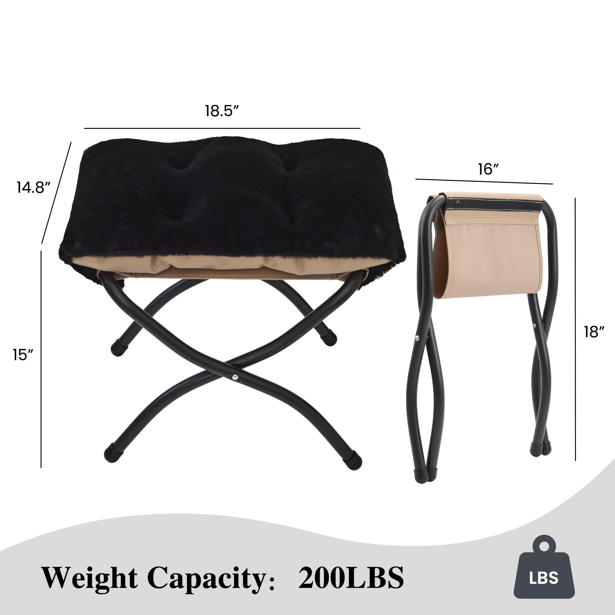Mordchil EU 15"(H) Folding Ottoman, Foldable Footrest Stool, Portable Small Foot Stool for Couch, Collapsible Foot Rest Ottoman for Sofa