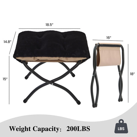 Mordchil EU 15"(H) Folding Ottoman, Foldable Footrest Stool, Portable Small Foot Stool for Couch, Collapsible Foot Rest Ottoman for Sofa