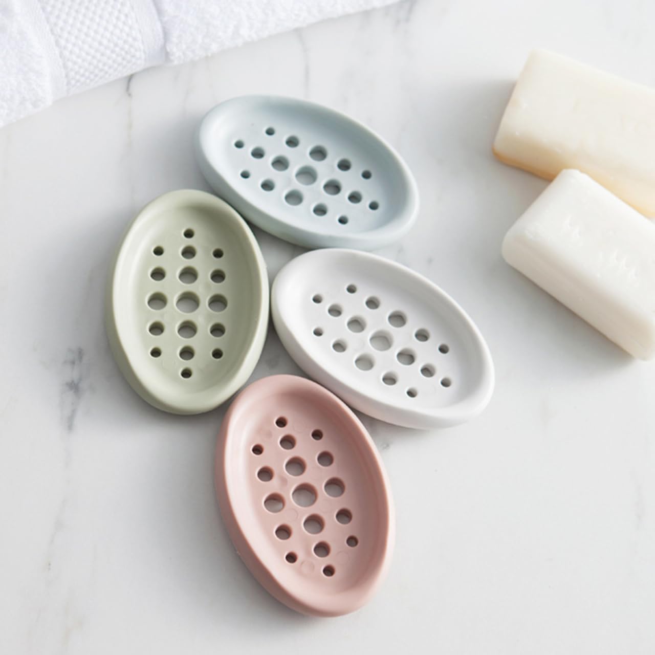 Alipis Silicone Soap Dish With Drainage Oval Soap Holder For Bathroom