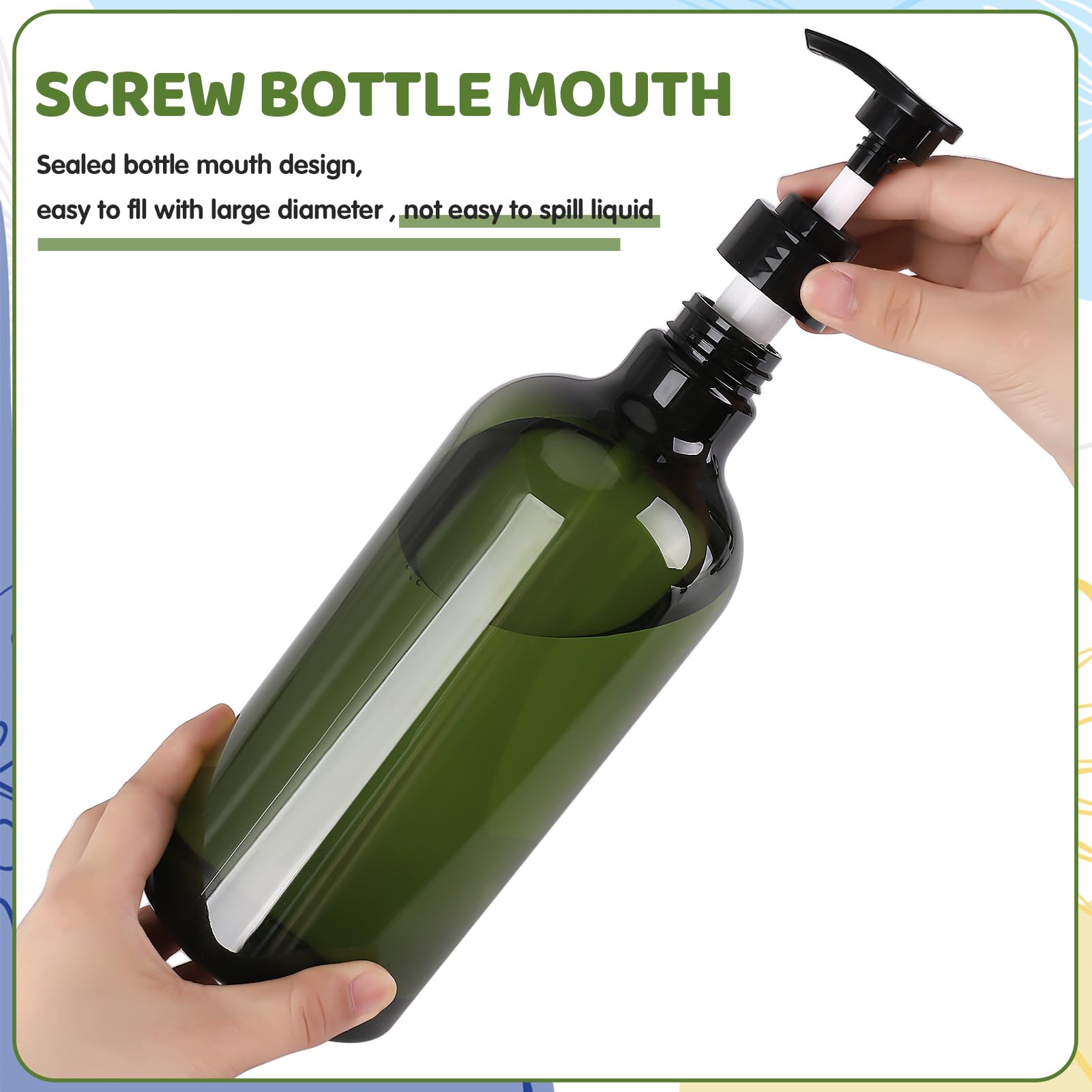Invalidism 2Pcs Pump Bottle Dispenser 1000ML Refillable Press Pump Bottles