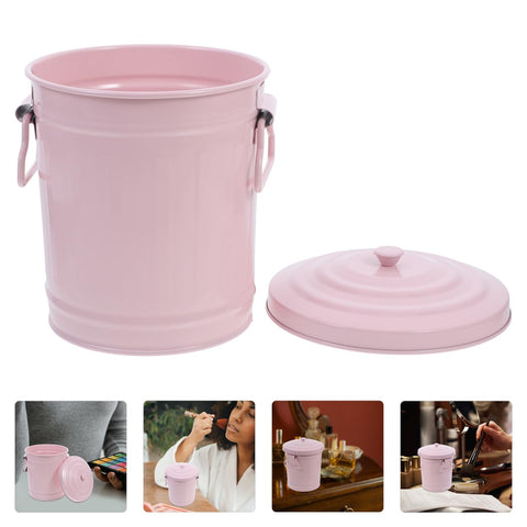 Vaguelly Mini Trash can with Lid Metal Desktop Bin for Desk Bathroom and Countertop Small Waste Basket for Office Organization Pen Holder for