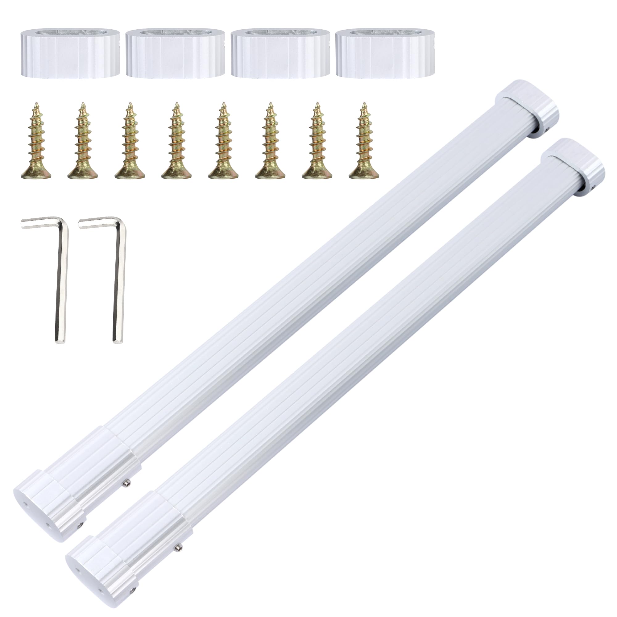 2 Pack Wardrobe Rail Extendable, Wardrobe Rail 42-70cm, Hanging Rails for Clothes, Wardrobe, Shower, Kitchen, Windows with End Sockets, Screws