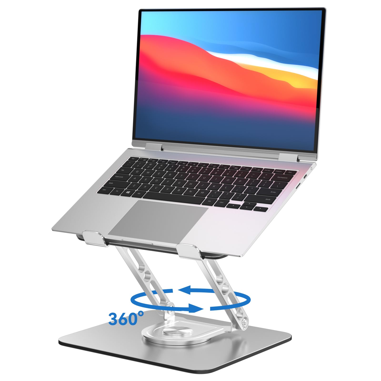 GleYo Laptop Stand for Desk Adjustable Computer Stand with 360 Rotating Base Ergonomic Laptop Riser Mount for Desk Foldable Protable Computer Desk