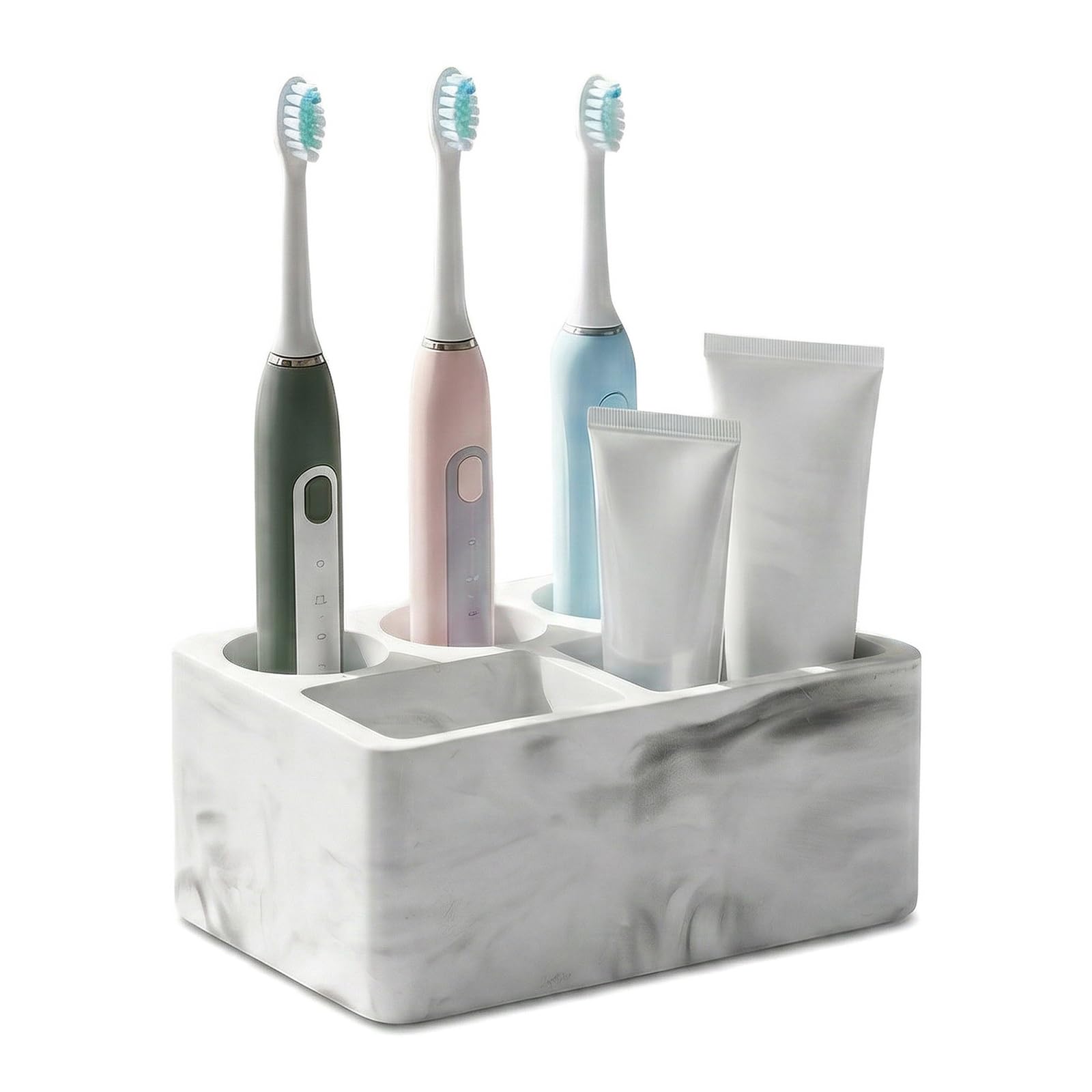 Zipplunk Diatomite Toothbrush Holder, Toothpaste Holder (Marble White)