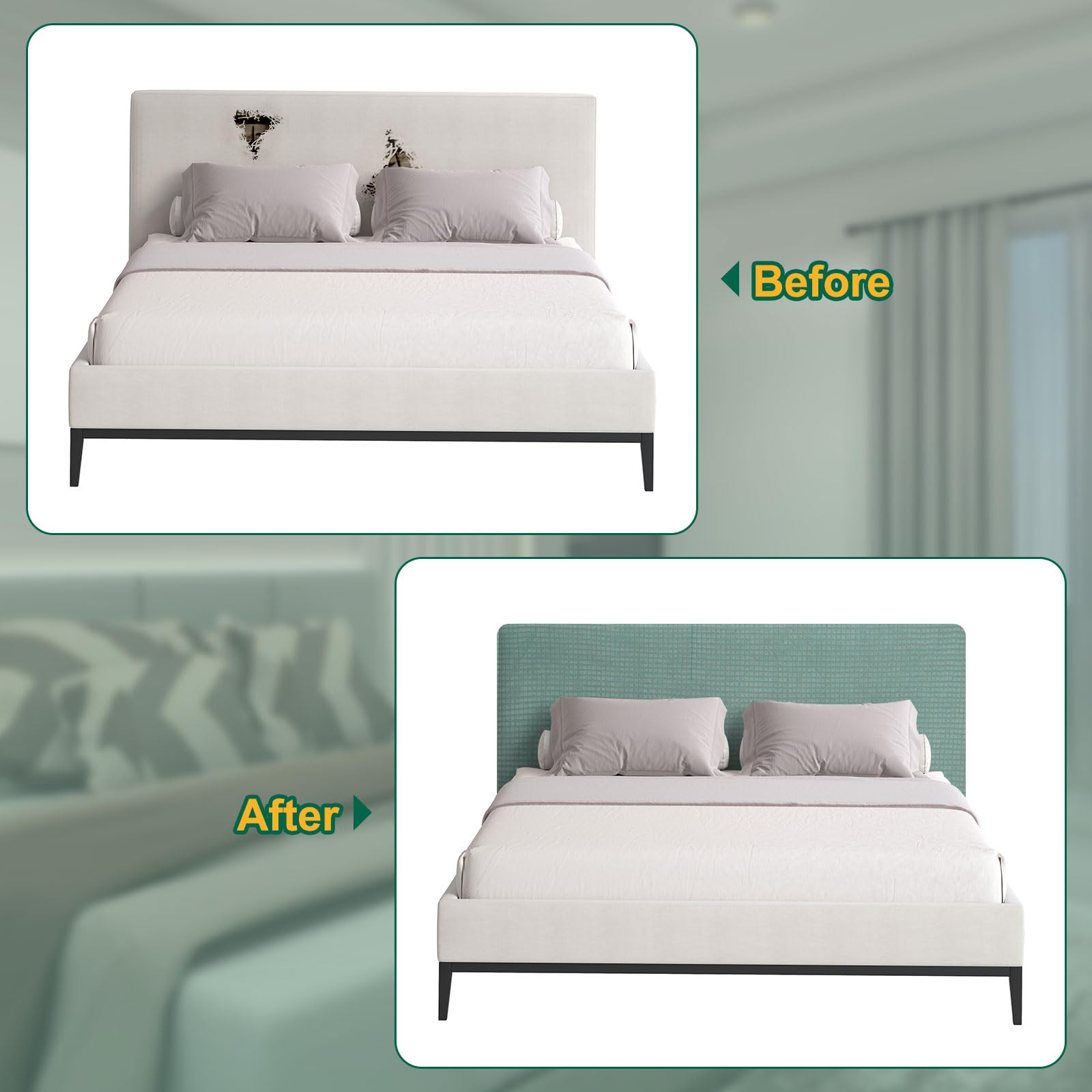 Bed Headboard Cover Dustproof Protector Jacquard Furniture Cover for 1.7-1.9m, Green