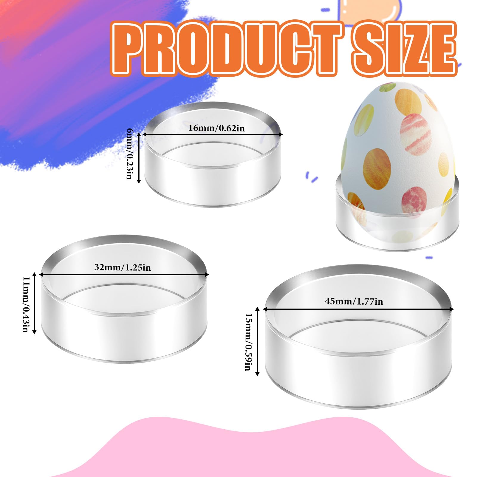 18 PCS Clear Sphere Display Stand, 3 Sizes Clear Round Plastic Crystal Ball Stand Acrylic Sphere Holder Round Baseball Ring Stands