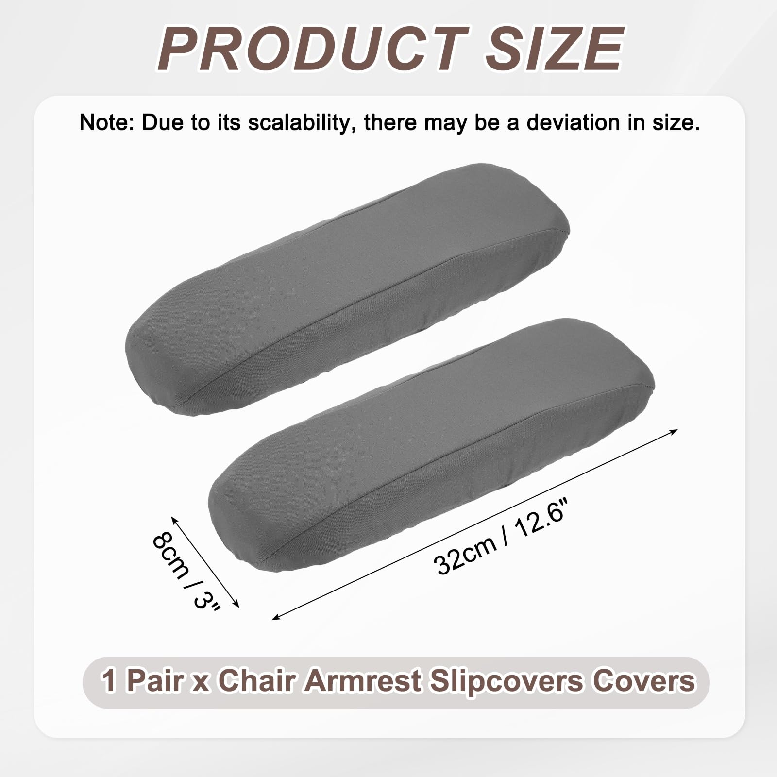 sourcing map Chair Armrest Slipcovers Covers, 32 x 8cm Polyester Removable Seat Hand Rest Protector for Office Chairs Desk Chair(Gray)