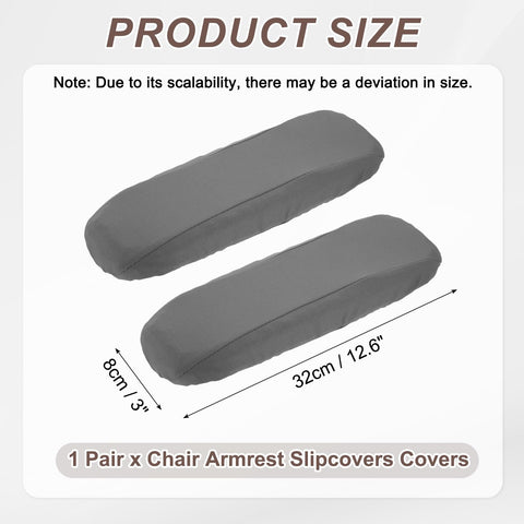 sourcing map Chair Armrest Slipcovers Covers, 32 x 8cm Polyester Removable Seat Hand Rest Protector for Office Chairs Desk Chair(Gray)
