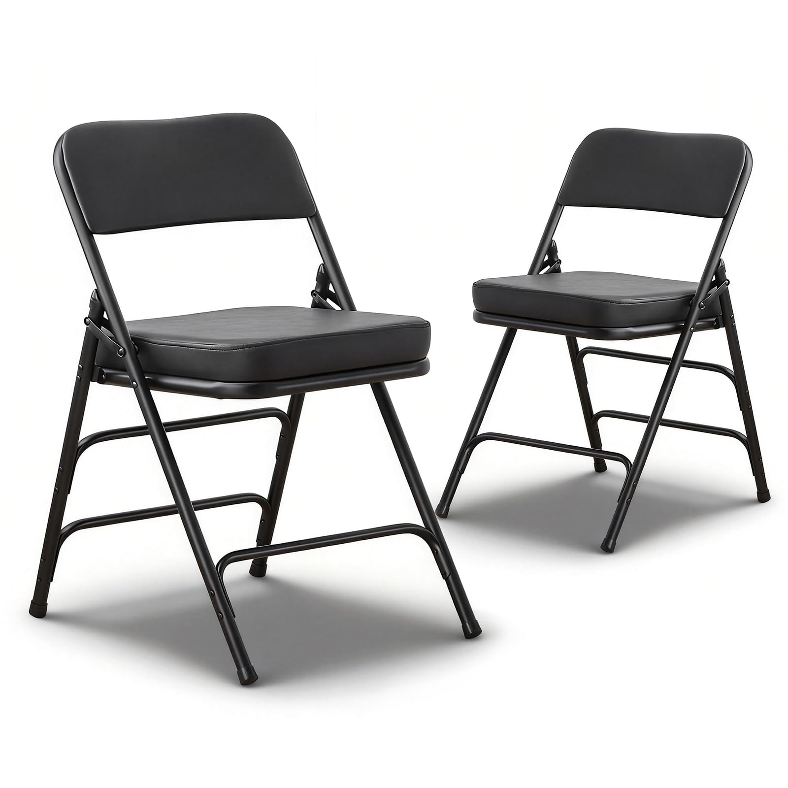 CHAIRABLE Padded Folding Chairs with Thick Cushion, 2 Pack Black