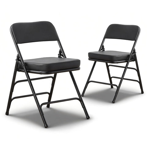 CHAIRABLE Padded Folding Chairs with Thick Cushion, 2 Pack Black
