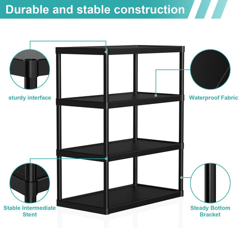SZSHYNJ 4 Tier Double Row Small Shoe Rack, Slim Plastic Shoes Stand