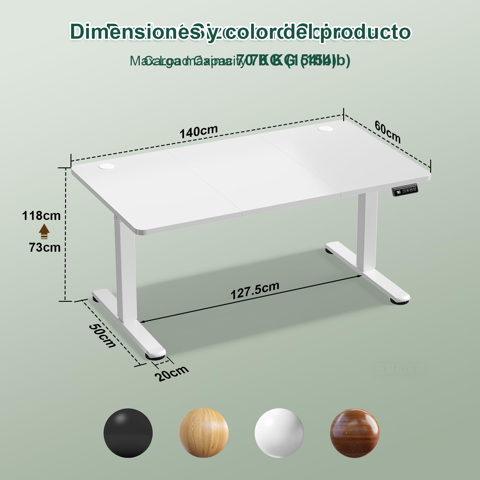 JUMMICO Electric Standing Desk 140 x 60 cm Home Office Height Adjustable Desk, Computer Lift Table with Smart Panel