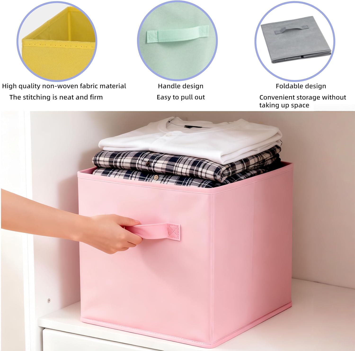 Siocok Cube Storage Boxes, 6 Pack Collapsible Fabric Storage Cube Organiser Bins with Handles