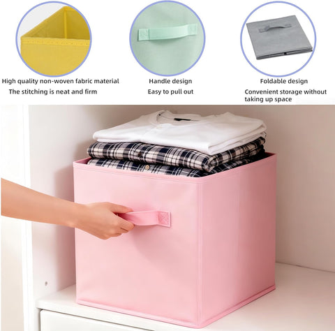 Siocok Cube Storage Boxes, 6 Pack Collapsible Fabric Storage Cube Organiser Bins with Handles