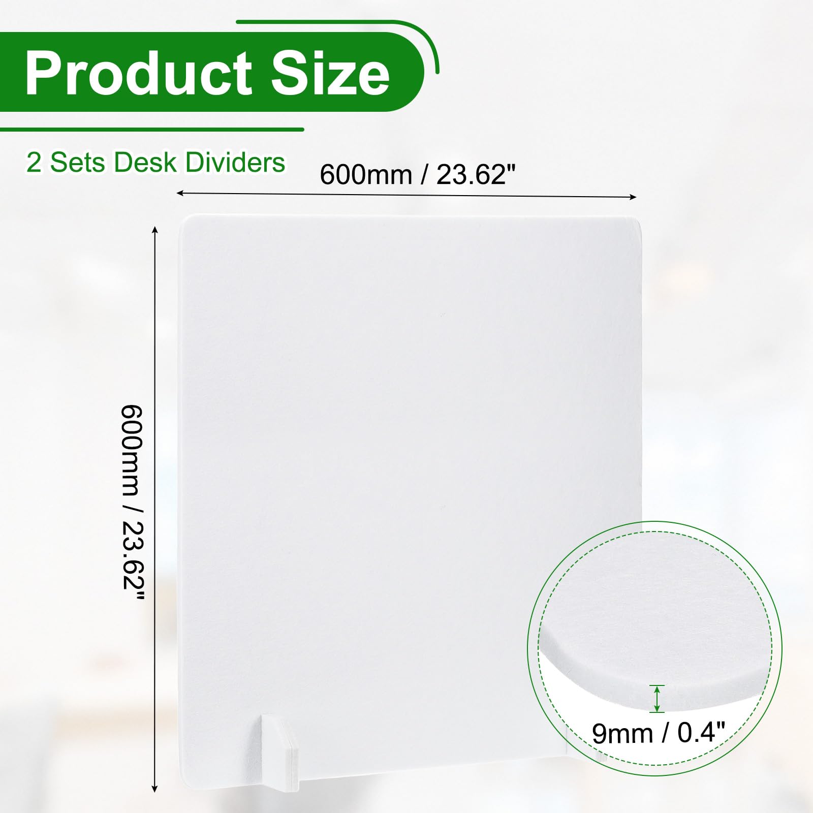 PATIKIL Desk Dividers 60x60cm, 2 Pack Desk Privacy Panel Freestanding Noise Reducing Partition Acoustic Panel with 4Pcs Support Feet for Testing
