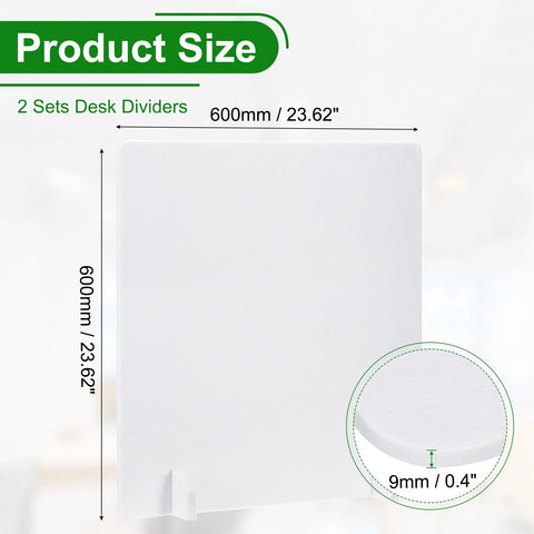 PATIKIL Desk Dividers 60x60cm, 2 Pack Desk Privacy Panel Freestanding Noise Reducing Partition Acoustic Panel with 4Pcs Support Feet for Testing