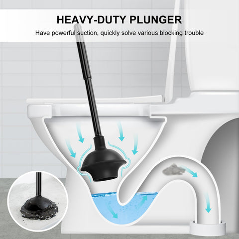 SetSail Toilet Brush and Plunger Set, Semi-Hidden Toilet Plungers, Black