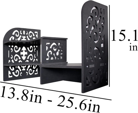 DoToGo Desk Shelf Organizer, Deskop Bookshelf for Small Space Adjustable Expendable for Office, Home, Kitchen (black-wanqu-lk)