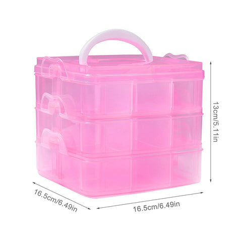 SacJkt Craft Storage Box, Compartments Divider Organizer (Pink)