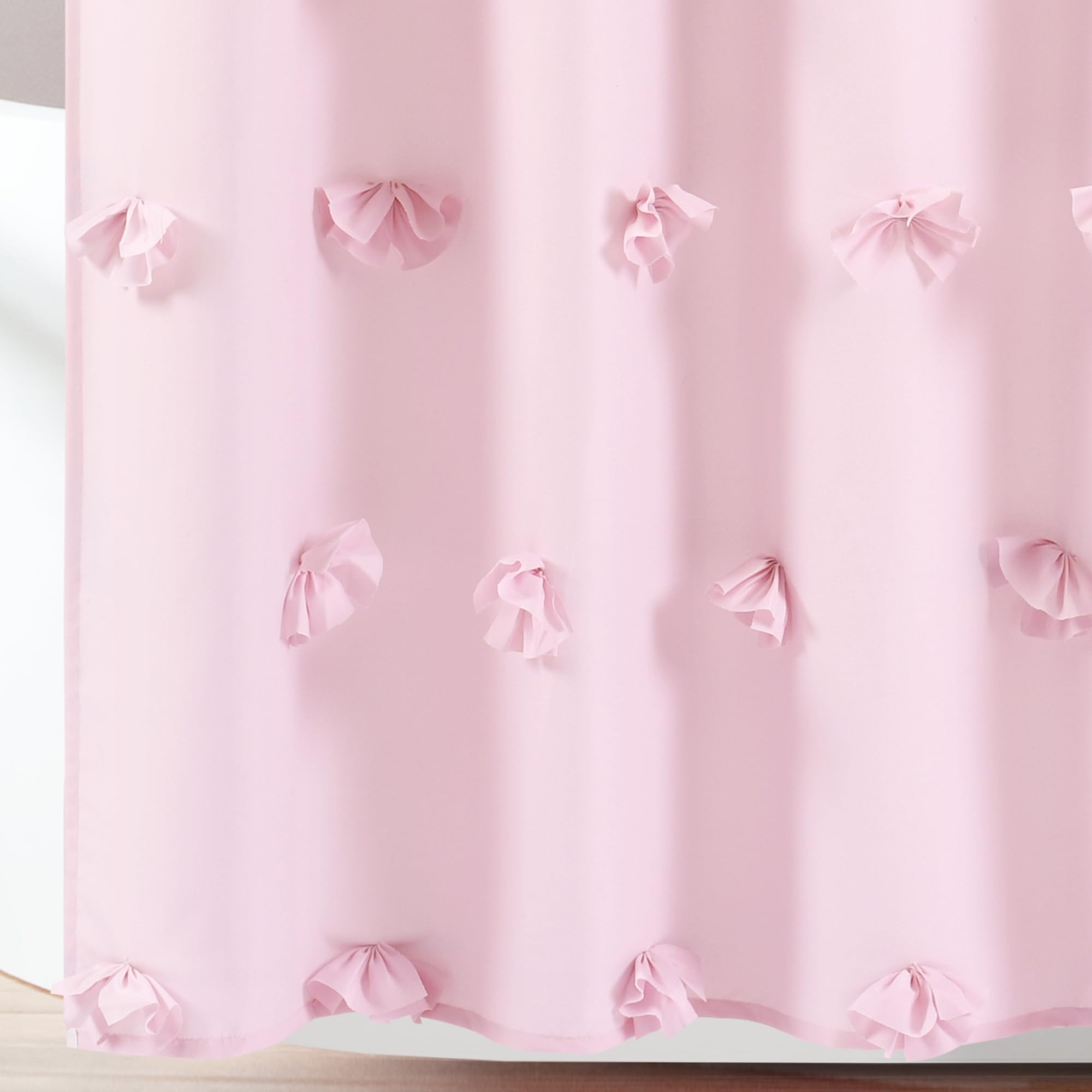 Lush Decor Riley Shower Curtain, 72" W x 72" L, Lilac - Luxury Shower Curtain With Bows - Charming Texture