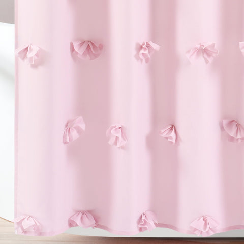 Lush Decor Riley Shower Curtain, 72" W x 72" L, Lilac - Luxury Shower Curtain With Bows - Charming Texture