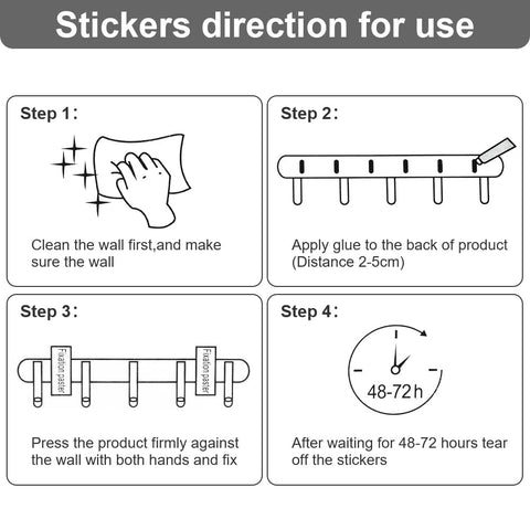 flintronic Wall Mounted Floating Rack with 5 Hooks, Foldable Metal Wall Hook, Space Aluminum Material Coat Hook Rack Wall Hanger
