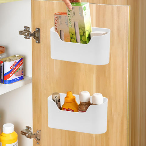 KARBAG 2 Pieces Kitchen Cabinet Door Storage Box, Self-Adhesive Wall Mounted Storage Box Wrap Organizer Container Storage Organizer Space Saving for