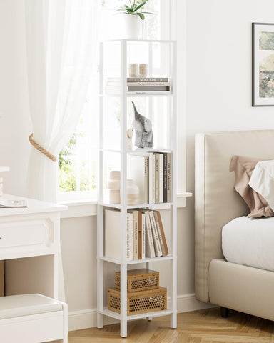 Apetaccat Book Shelf, 6 Tier Tall Bookshelf, Narrow Bookcase with Open Shelves, 38x 27 x 167CM, Book Shelves for Living Room, Office, Study, White