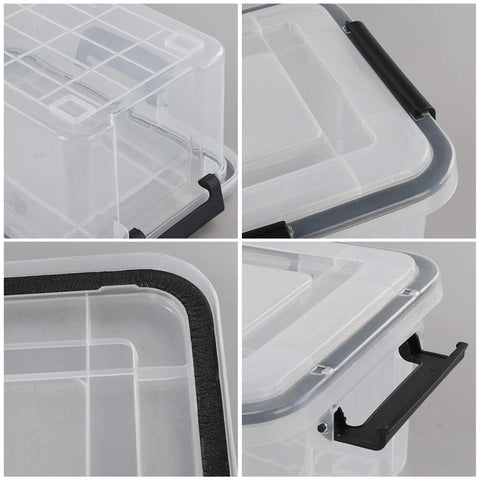 Annkky 10 Liter Plastic Container with Seal Circle Lid, Transparent Storage Boxes Set of 2