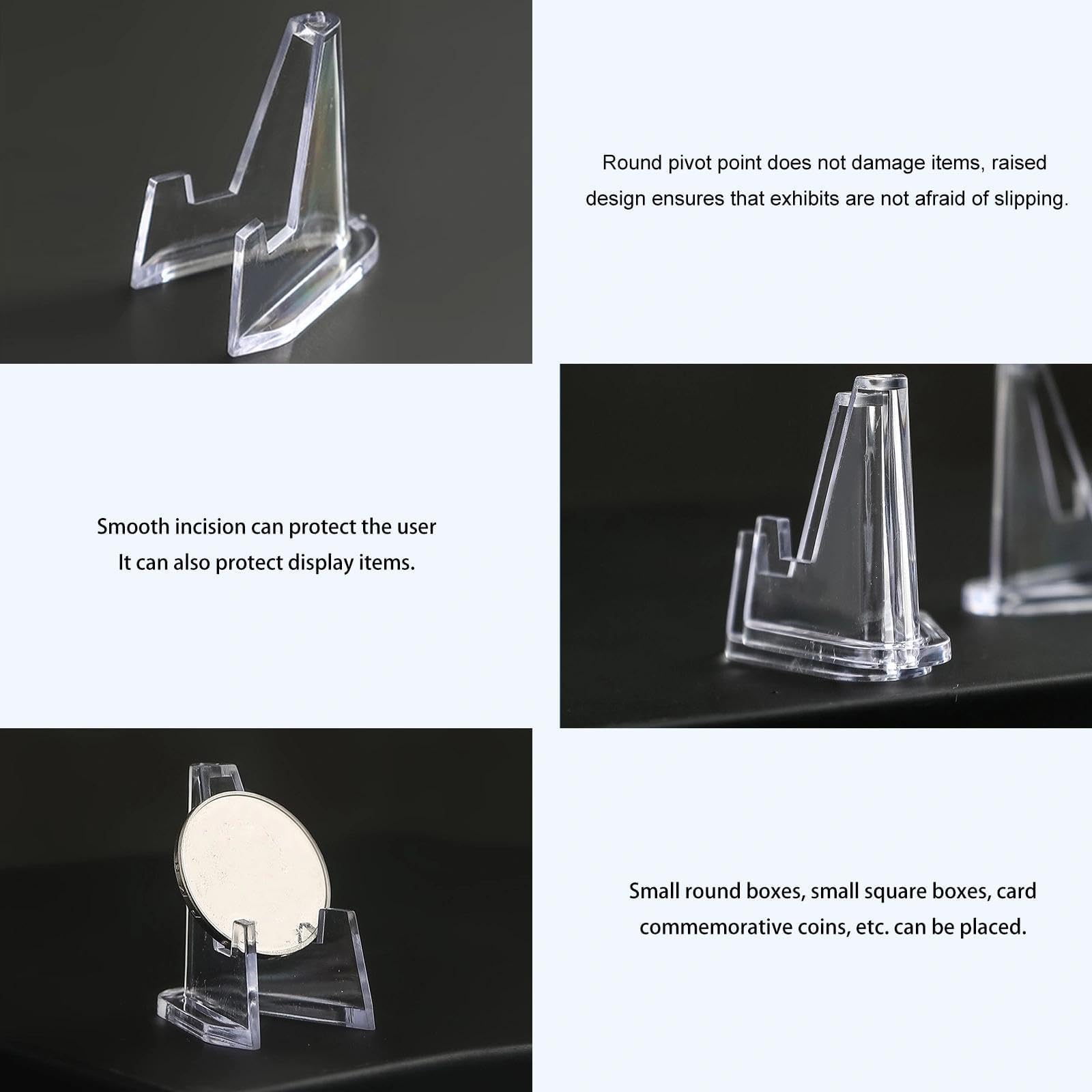 HAOXIZI 22 Pcs Card Display Stand, Coin Stand Mini Easel, Anti-Slip Clear Easel Stands, Coin Display, For Coins, Capsules, Phone, Medals, Cards
