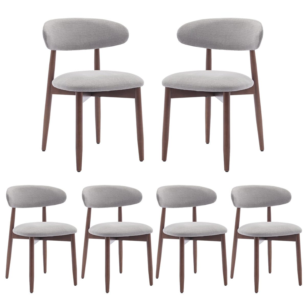 COLAMY Modern Dining Chairs Set with Wooden Legs – Upholstered Fabric Dining Room Chairs with Curved Backrest, Soft Cushion Seat