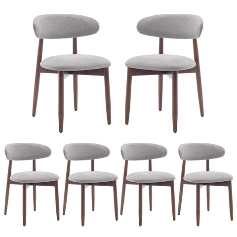 COLAMY Modern Dining Chairs Set with Wooden Legs – Upholstered Fabric Dining Room Chairs with Curved Backrest, Soft Cushion Seat