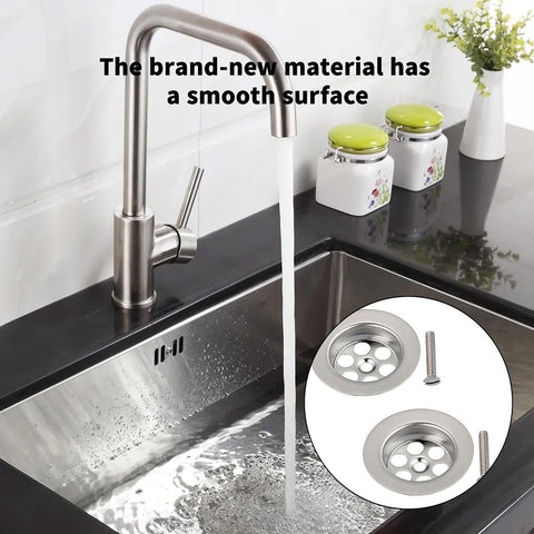 2 Pack Stainless Steel Overflow Drain Cover, 2.76in/70mm Sink Drainer Plug Hair Catcher, Bathtub Hole Cover with Screws