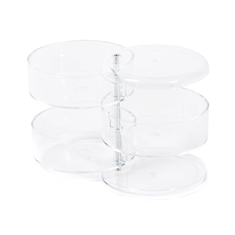 Compactor Swivel Jewellery Holder with 3 Levels, Transparent, Diameter 11.5 x H. 13.7 cm, RAN6040