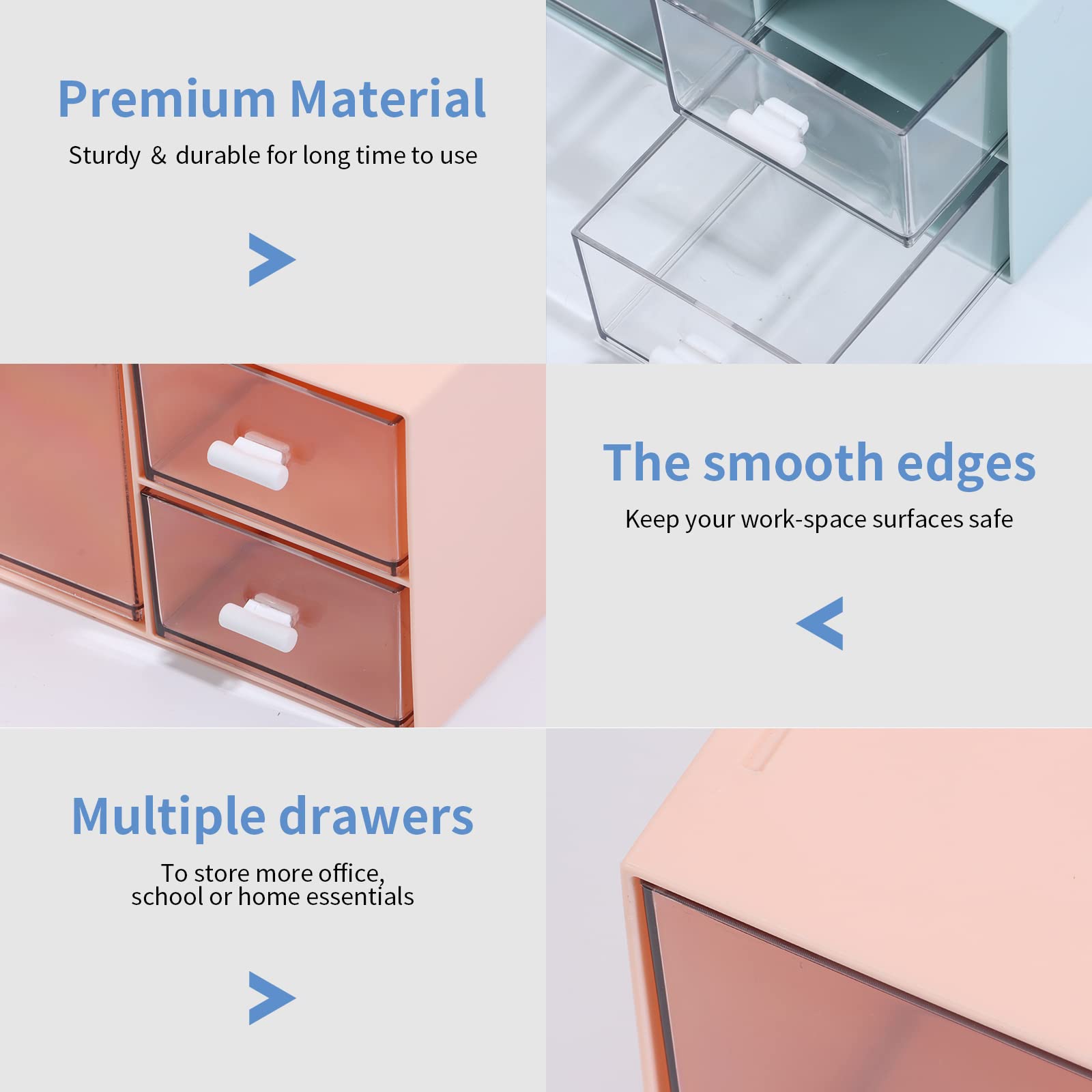 OSteed Desk Tidy Organiser with 4 Drawers, Desktop Storage Unit, Pink