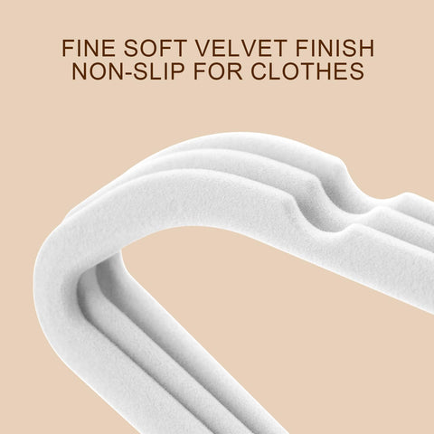 Wellong 22 Packs Velvet Clothes Hangers, 45cm Non-Slip Skirt and Dresses Hangers With Shoulder Notches, Space Saving for Adults - White With Gold Hook