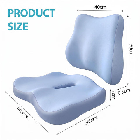 Seat Cushion and Lumbar Support - Memory Foam Chair Cushion and Back Support for Tailbone & Back Pain Relief Ergonomic Coccyx Cushion for Home Office