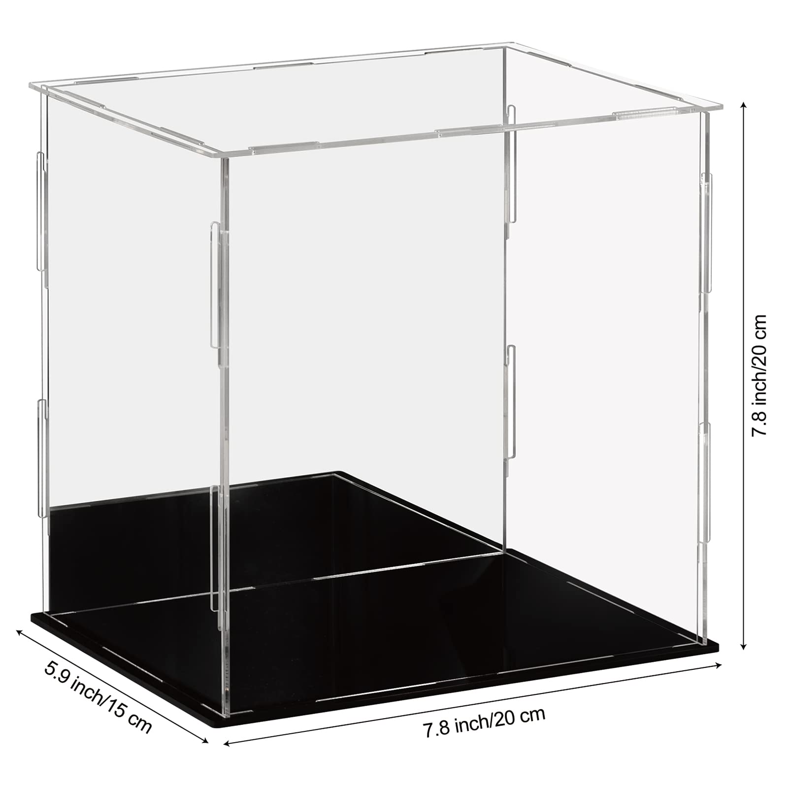 Dezzer Acrylic Display Case Box with Black Base, Assemble Countertop Clear Acrylic Dustproof Protection Showcase for Action Figures Toys