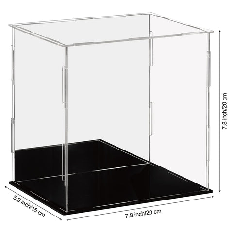 Dezzer Acrylic Display Case Box with Black Base, Assemble Countertop Clear Acrylic Dustproof Protection Showcase for Action Figures Toys